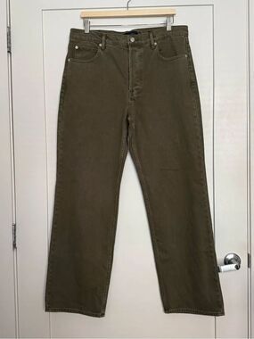 NWOT Alex Mill Jeans Mens 33 Olive Green Relaxed Streight Leg Button Fly Denim